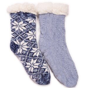 Cold Season Warm Lined Cabin Socks Slippers 2 Pack